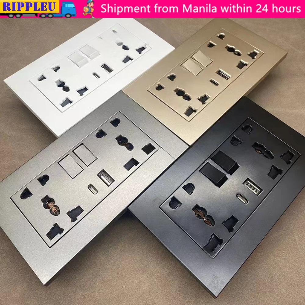 RIPPLEU Switch Socket, with Type C Port Type 146 Double Five-hole ...