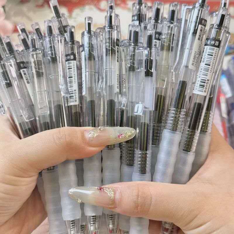 10pcs Neutral pen 0.5mm pen push bullet signature pen student office ...