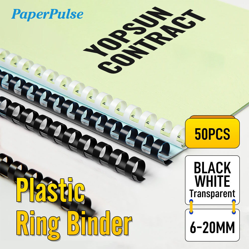 50pcs Comb Binding Ring 6/8/10/12/14/16/18/20mm Black White Clear Ring ...