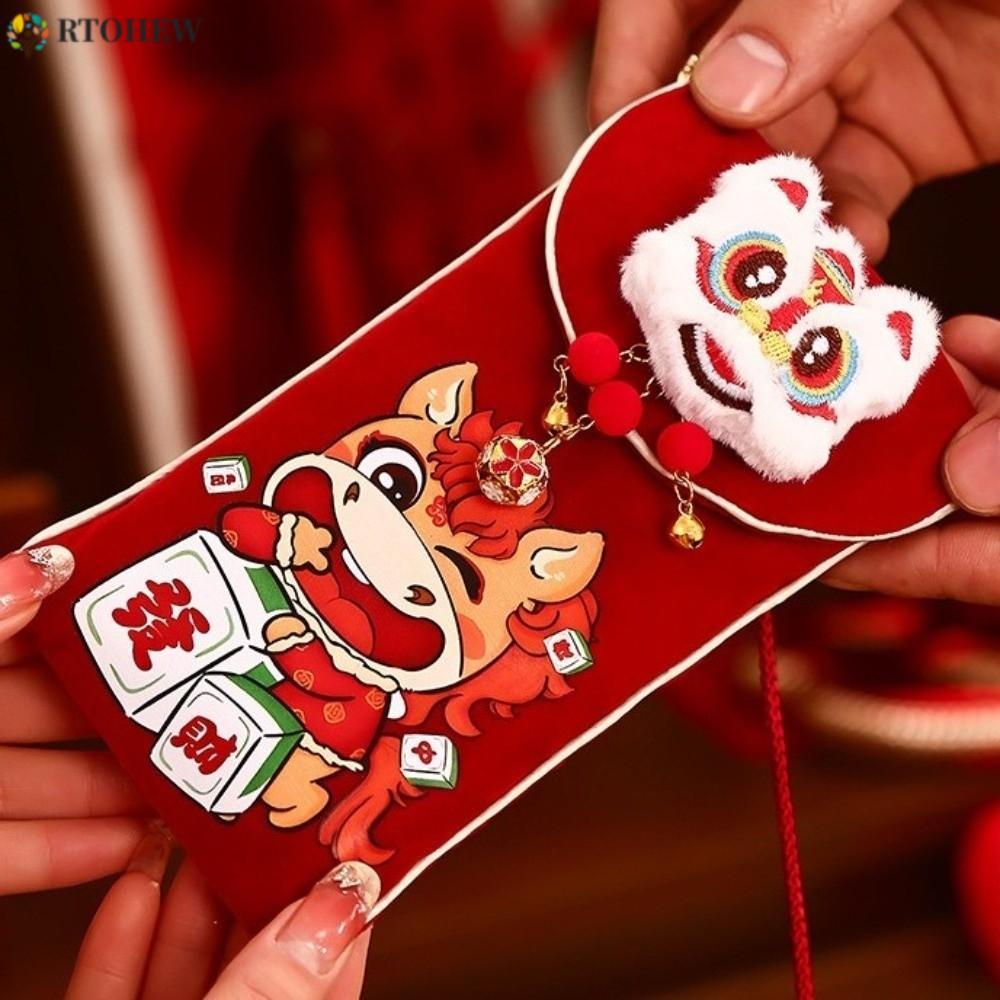RTOHEW Velvet Red Envelopes, Traditional Cartoon New Year Money ...