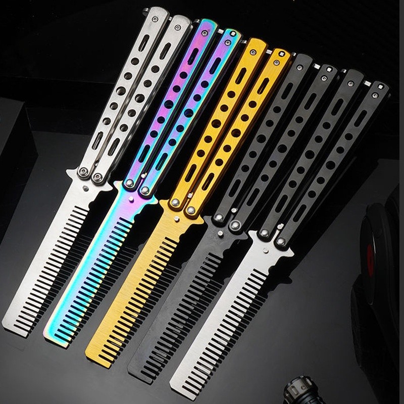 Stainless Steel Butterfly Comb Portable Pocket Rotating Butterfly Comb ...