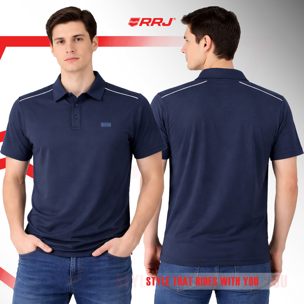 RRJ Men's Basic Collared Shirt Semibody Fitting 163833 (Navy) | Shopee ...