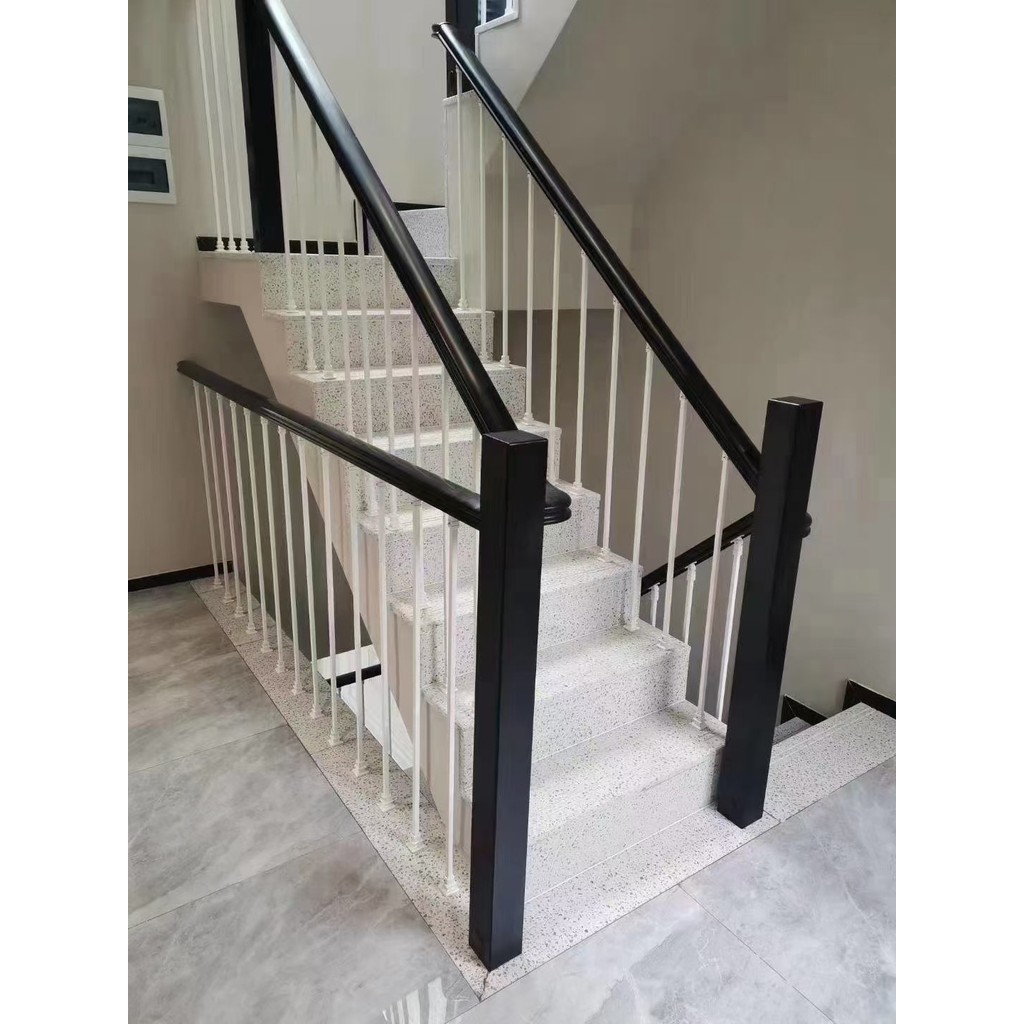 Indoor household stair railings made of solid wood, modern and simple ...