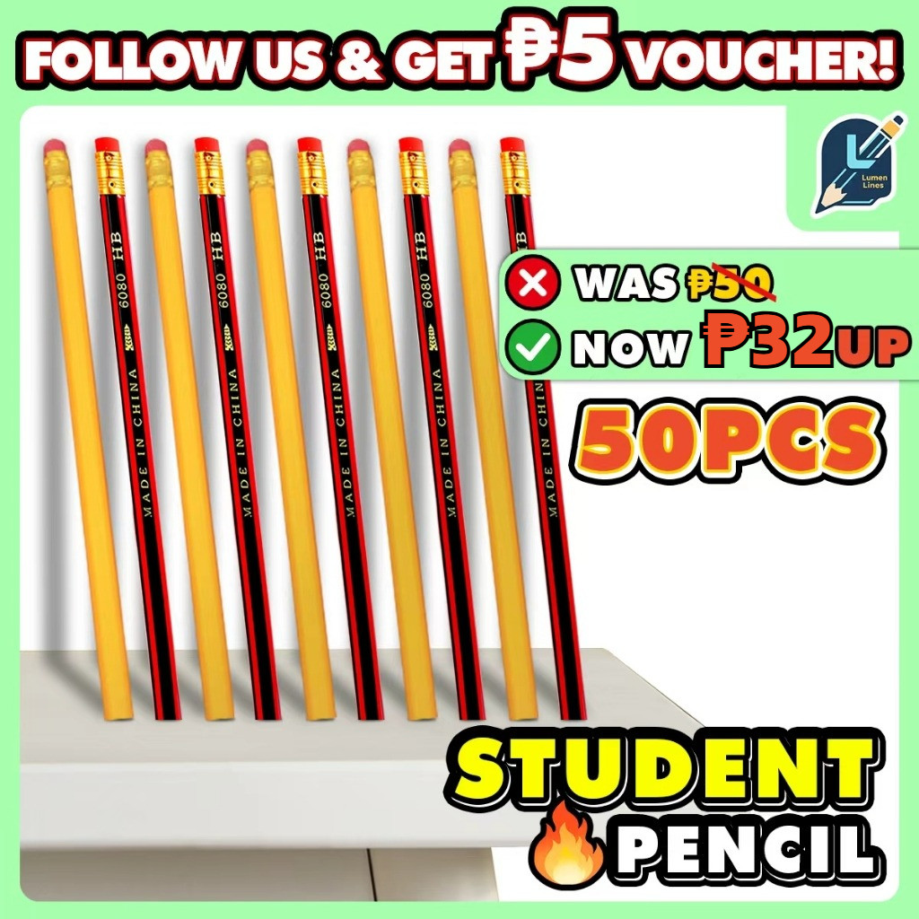 50Pcs Hexagonal Pencils Eraser Top HB Kids Students School Exam Writing ...