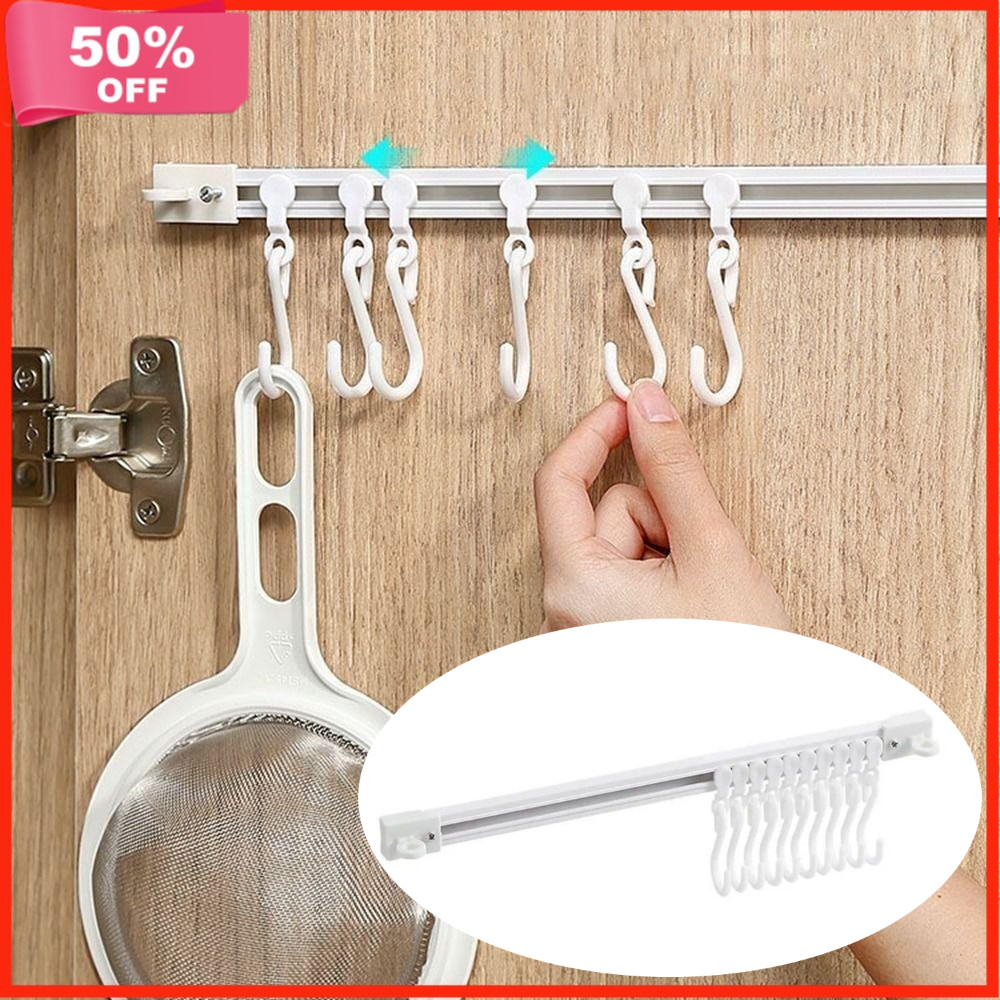 Track Row Hooks Bedroom Kitchen Self-adhesive Cabinet Hook Toilet Multi ...