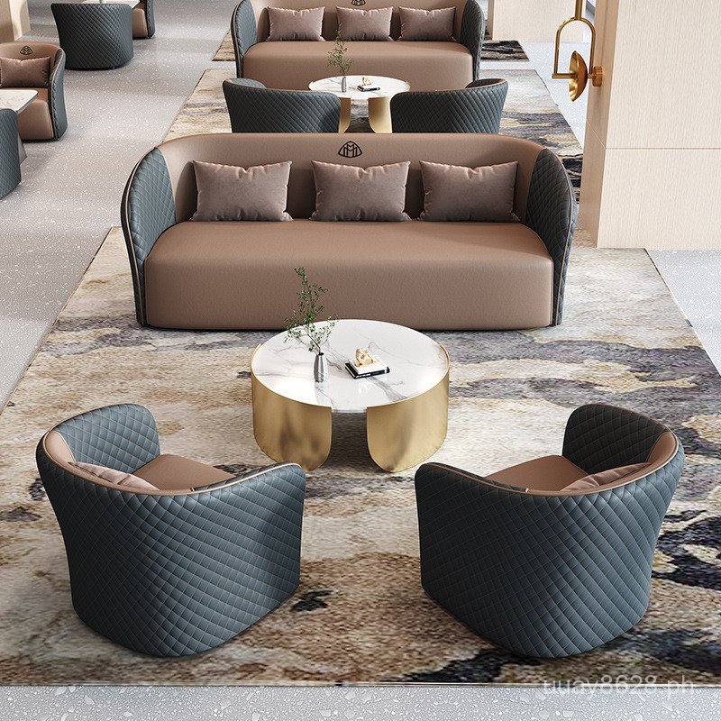 Luxury round table and chair set for sales office, modern reception ...