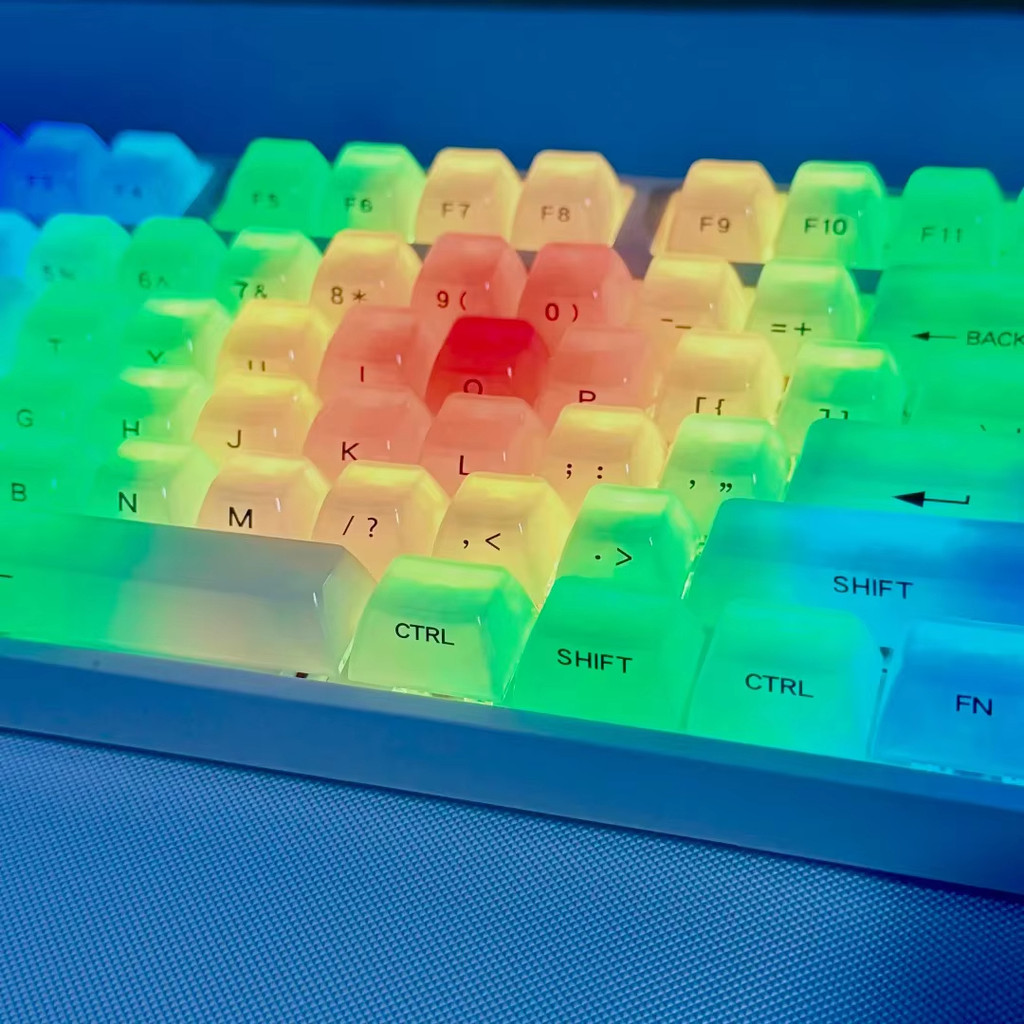 Foggy Transparent Crystal PC Keycaps OEM Profile Creamy White Side ...