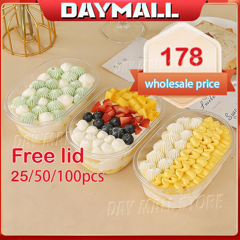 Clear Oval Deli Container With Lid for Salad, Mousse Cake, Pudding ...