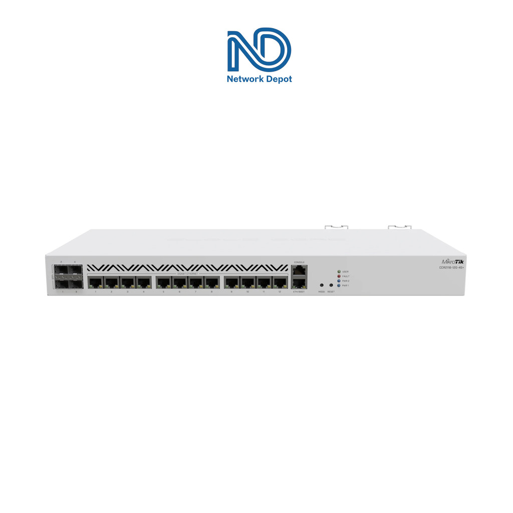 MikroTik CCR2116-12G-4S+ 16-Core CPU w/ 16GB RAM and (2) GBe, (4) SFP+ ...