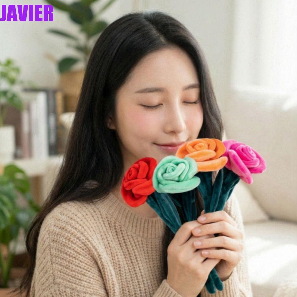JAVIER Plush Rose Bouquet Doll, 28cm 9 Colors Simulation Flowers Rose ...