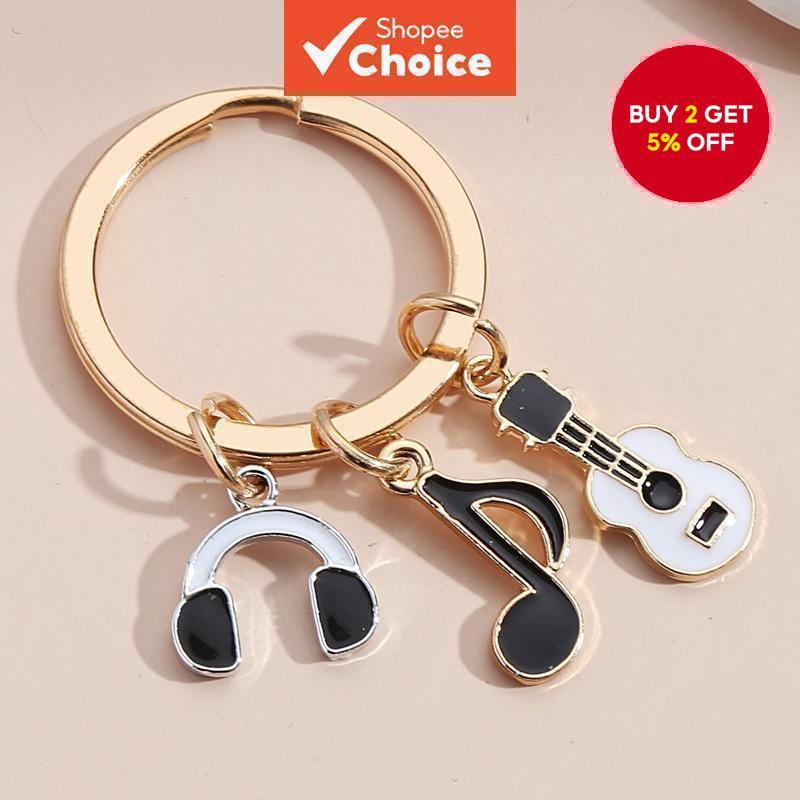 Music Keychain Guitar Music Note Headphone Keyring Singer Keychain ...