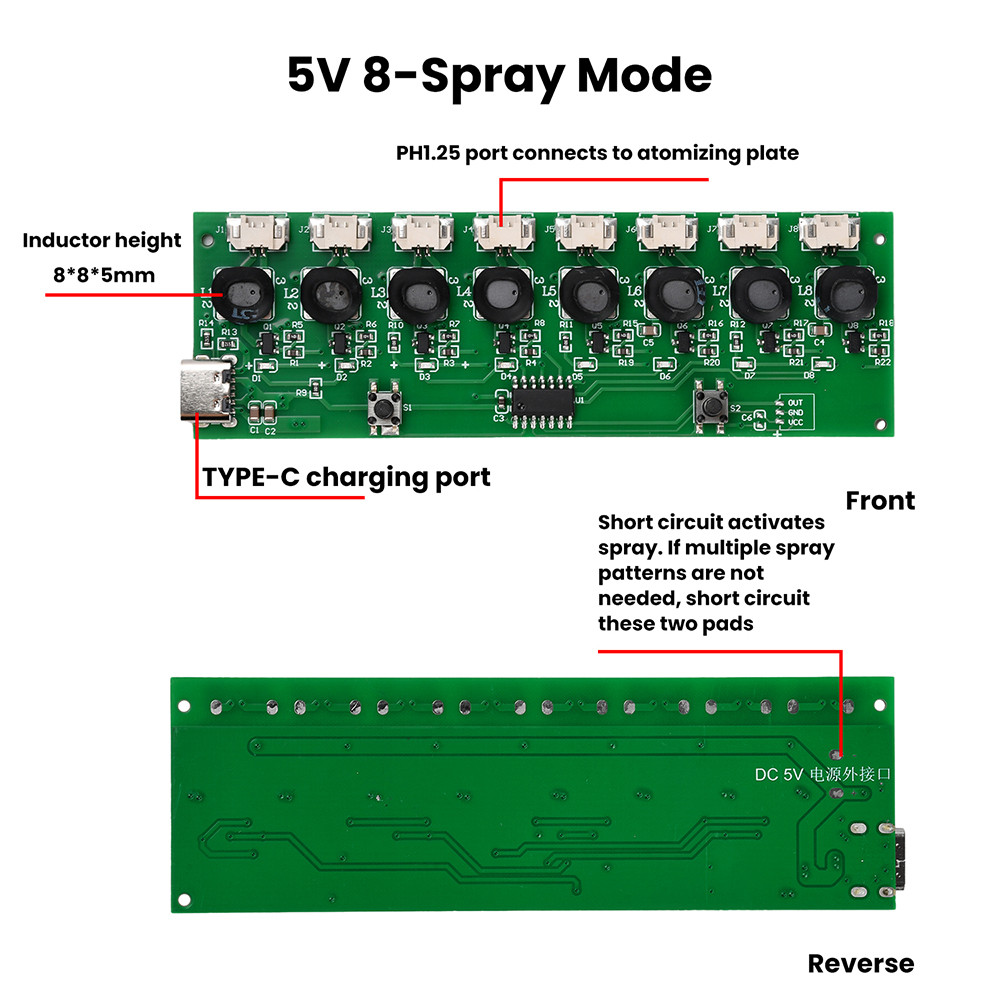 Pcbfun DC 5V Eight Spray Humidifier Module Atomization Control Board ...