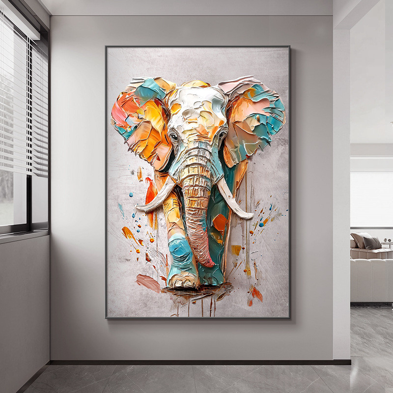 Elephant Abstract Wall Mural Painting Home Hallway Entrance Art Decor ...
