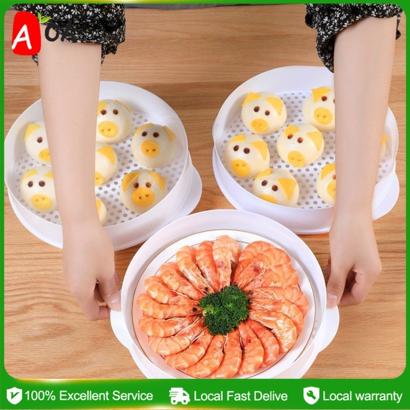 Multi-Layer Round Microwave Steamer Container With Lid - Easy Healthy ...