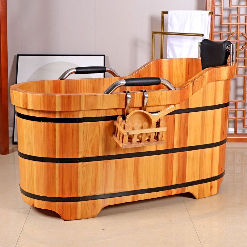 Fir Wood Handrail Bucket Full Body Soaking Bucket Household Wooden ...