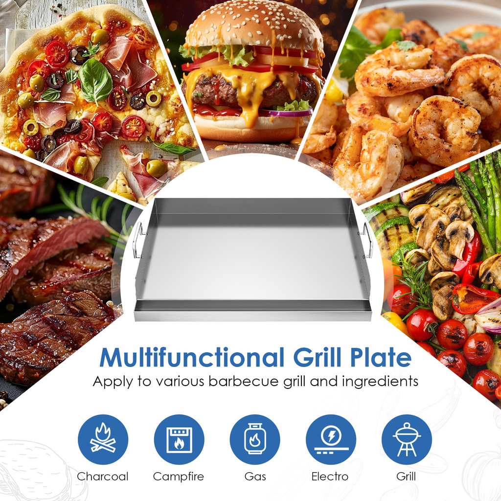 {COD}-Allaloe Stainless Steel Nonstick Grill Plate with 2 Spatulas ...