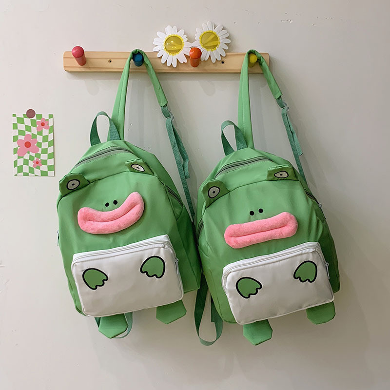 2024 Funny Casual Backpack Cute Cartoon Frog Student School Bag Large ...