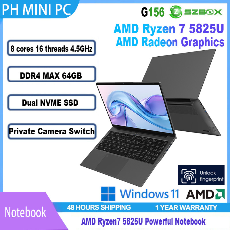 15.6 inch IPS Display Notebook AMD Ryzen 7 5825U Fingerprint Unlock ...
