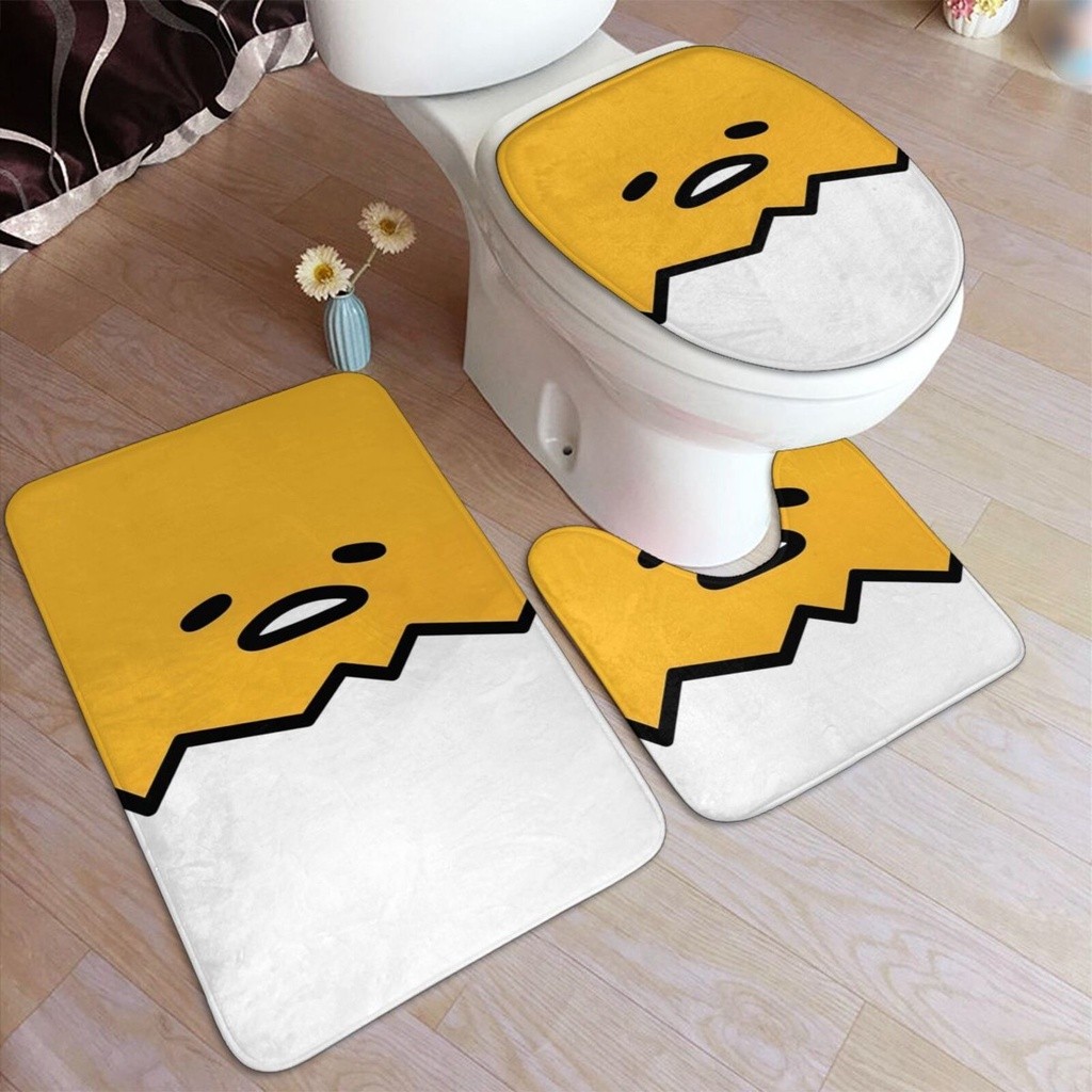 Sanrio Gudetama Bathroom Rugs 3 Piece Set Non-Slip Soft Bathroom Toilet ...