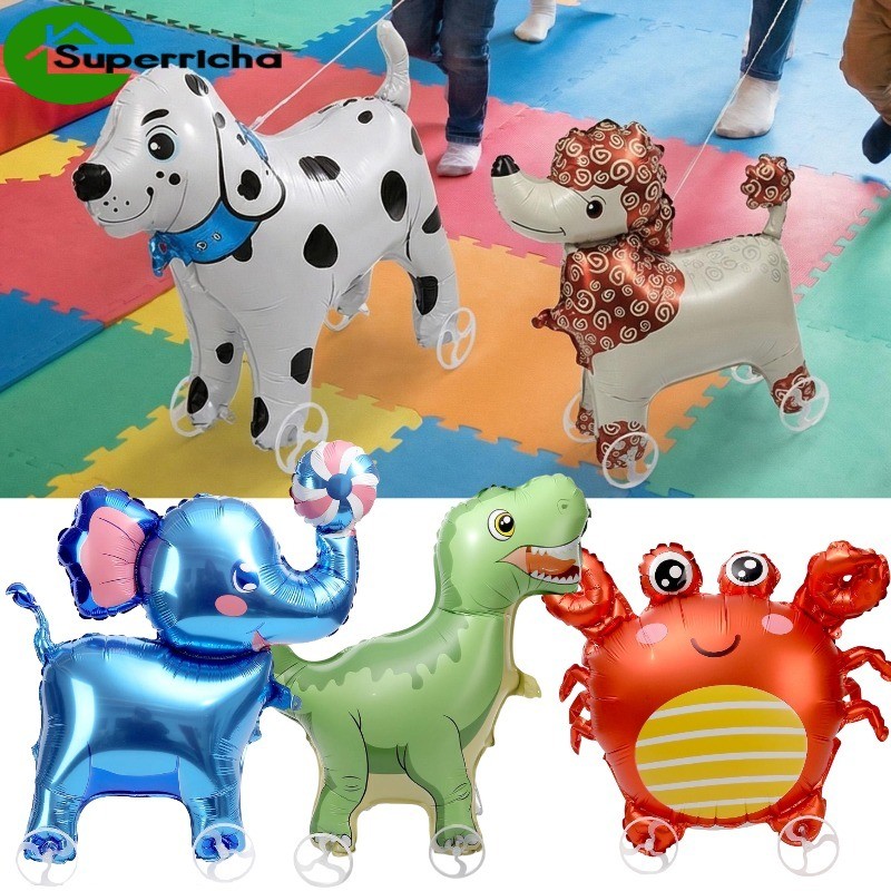 Animal Walking Balloon Toy | Pull Along Inflatable with Wheels for Kids ...