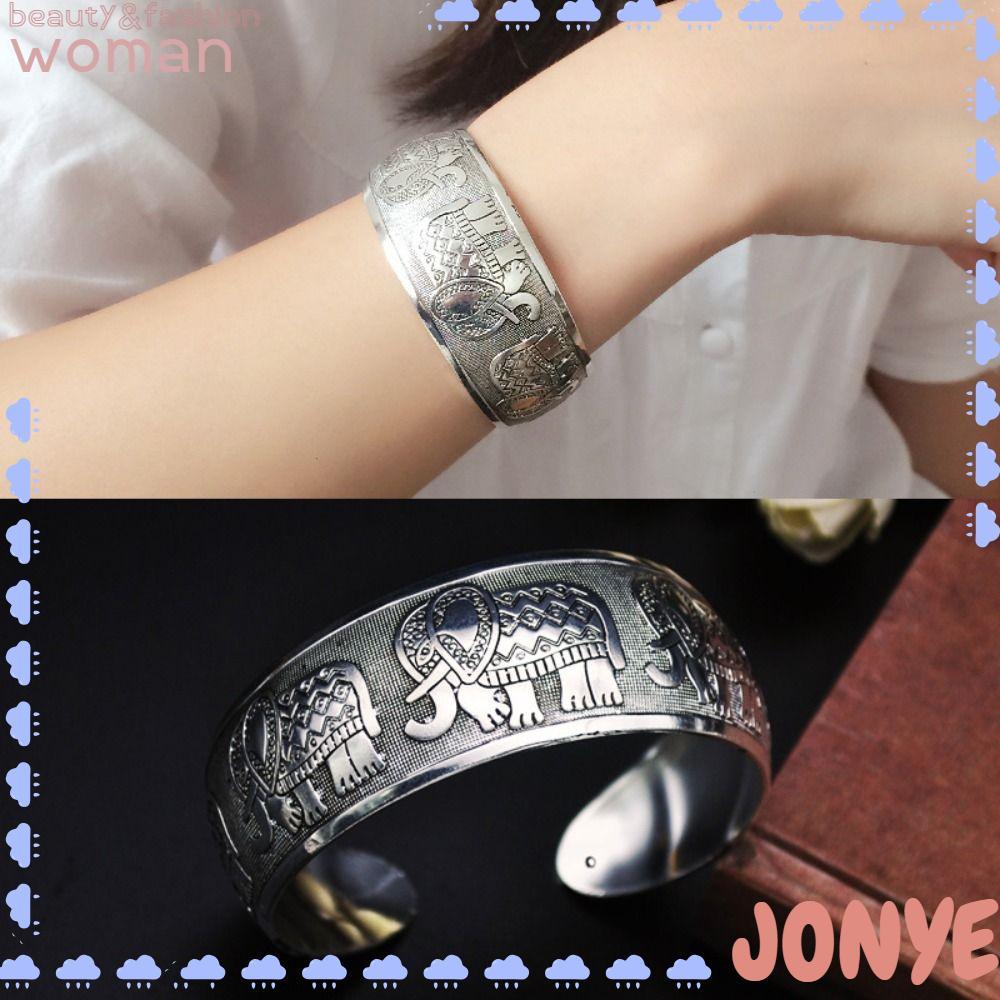 JONY Metal Bracelet, Retro Opening Wide Cuff Bangle, Ethnic Style ...