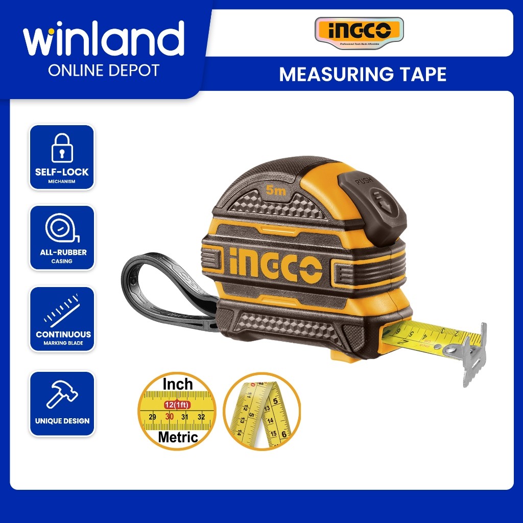 Ingco by Winland NEW Industrial Steel SELF LOCK Measuring Tape Meter ...