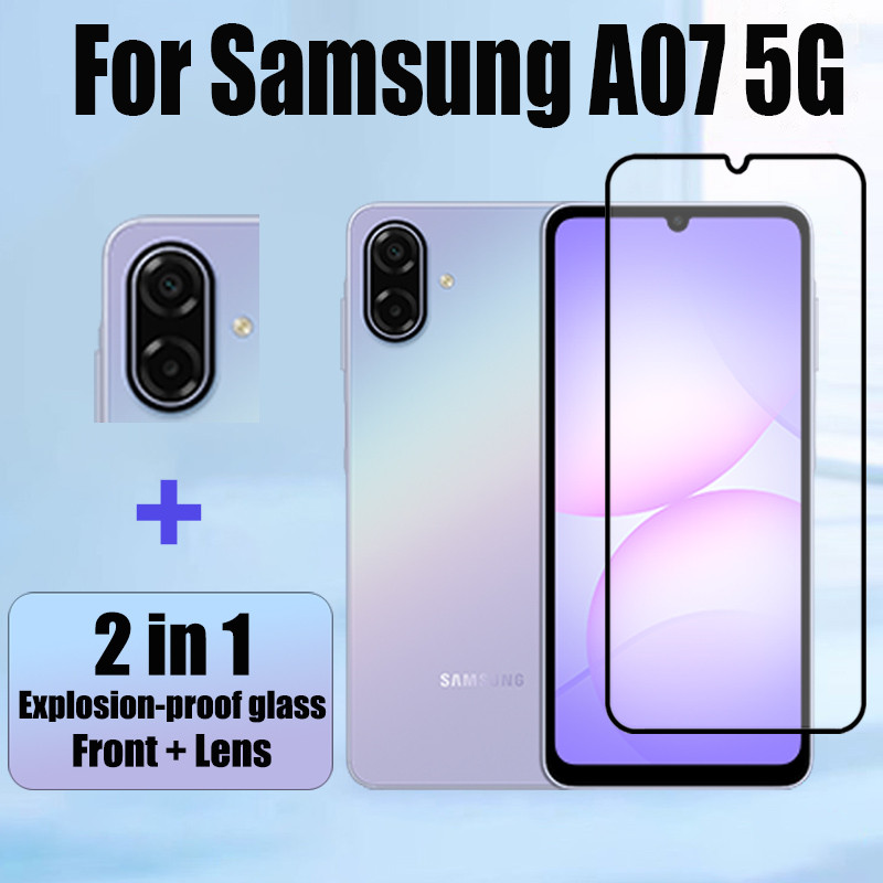 2 in 1 Tempered Glass Screen Protector For Samsung A07 5G A17 A06 A16 ...