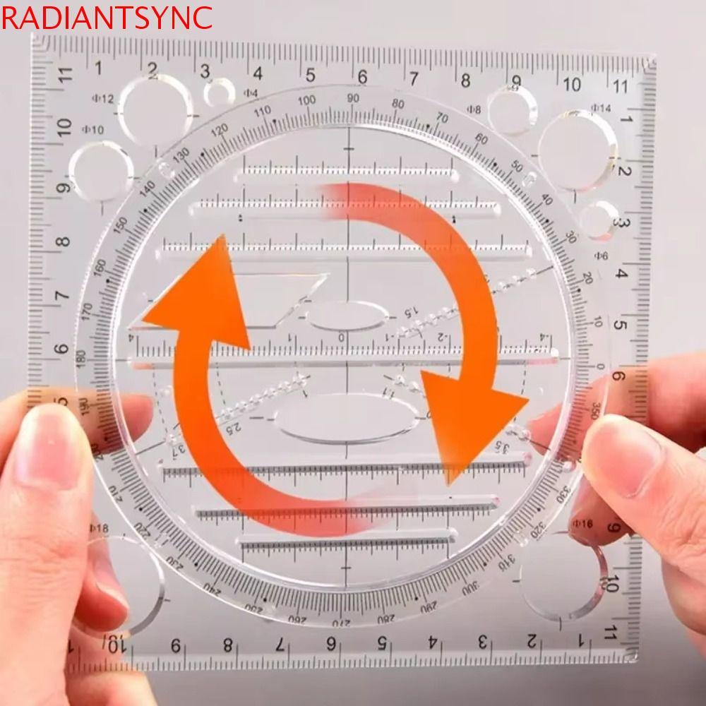 RADIANTSYNC Rotatable Ruler, 3D Scale Protractor Geometry Drawing Ruler ...