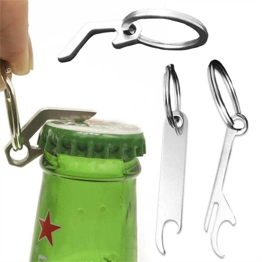 QINGO Beer Bottle Opener Keychain, Stainless Steel Metal Beer Opener ...
