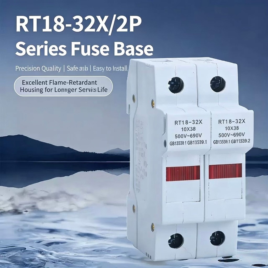DIN rail type fuse holder with LED light, flame retardant material ...