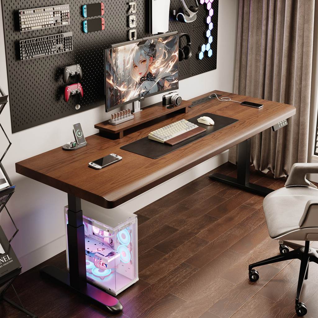 Solid Wood Gaming Table Liftable Workbench Electric Lifting Table ...