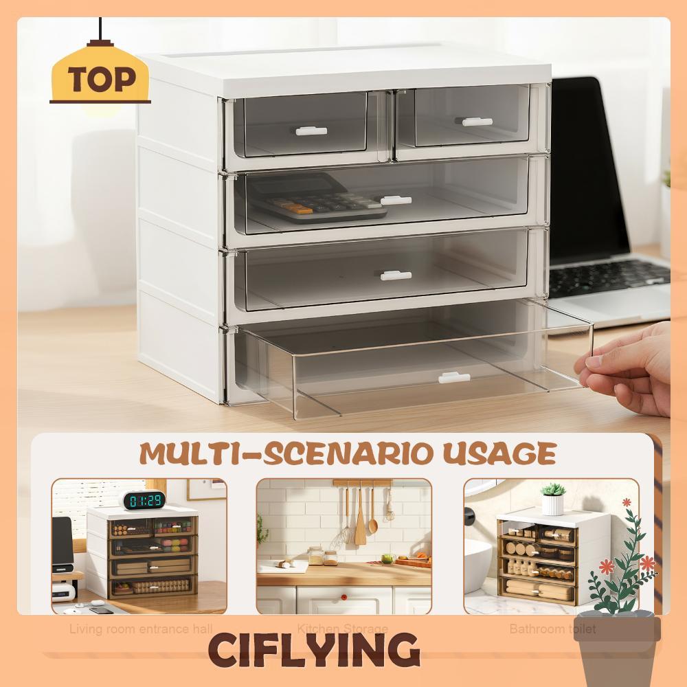 4 Tier Drawers Storage Unit W/ 5 Drawers Stackable Desk Storage Box for ...