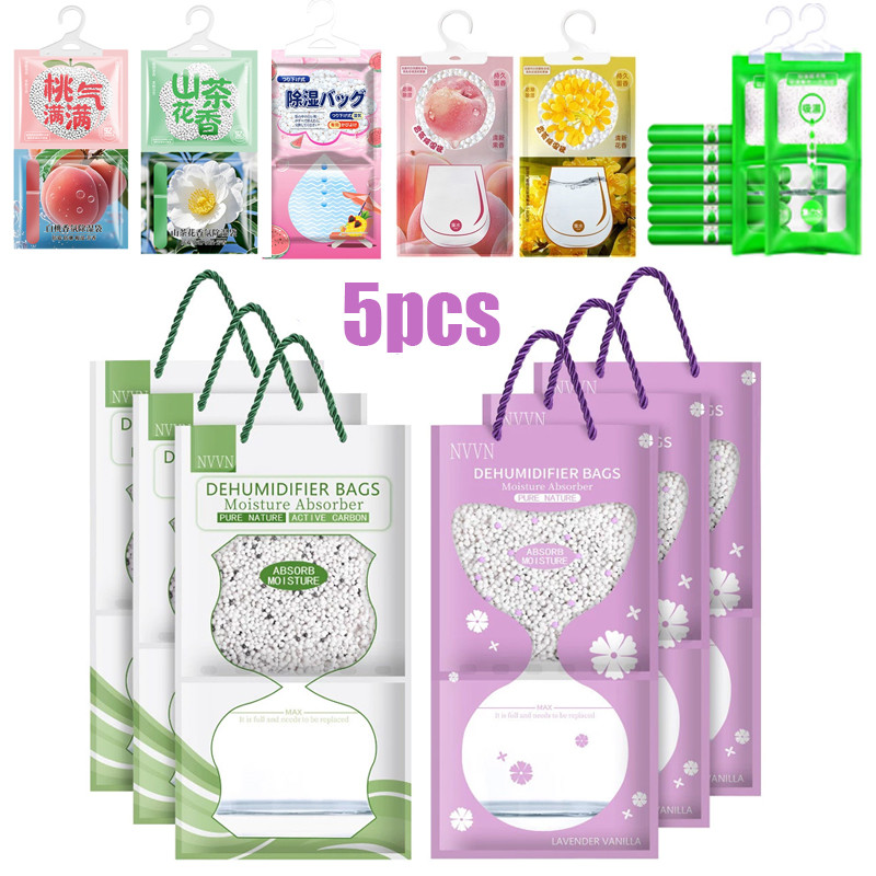 Wardrobe Hanging Moisture Absorbent Bags Anti-Mold Desiccant Packets ...
