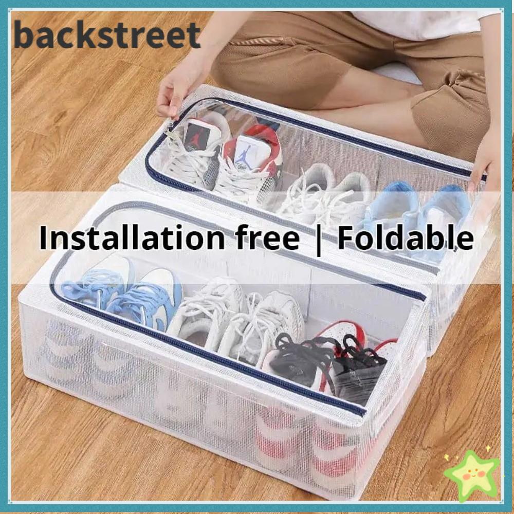 BACKSTREETYF Shoe Organize Box, PVC Steel Frame Shoes Sorting Box ...