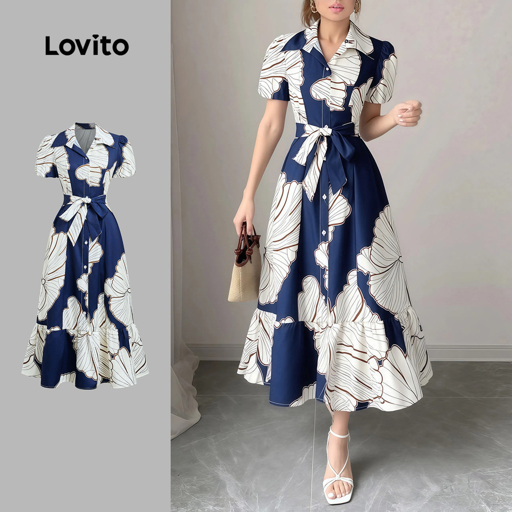 Lovito Women Casual Dress Button Front Spring/summer Dress L154LD355 ...