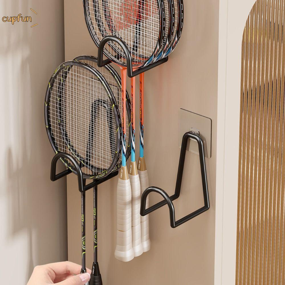 CUPFUN Tennis Racket Shelf, Punch Free Adhesive Badminton Racket Rack ...