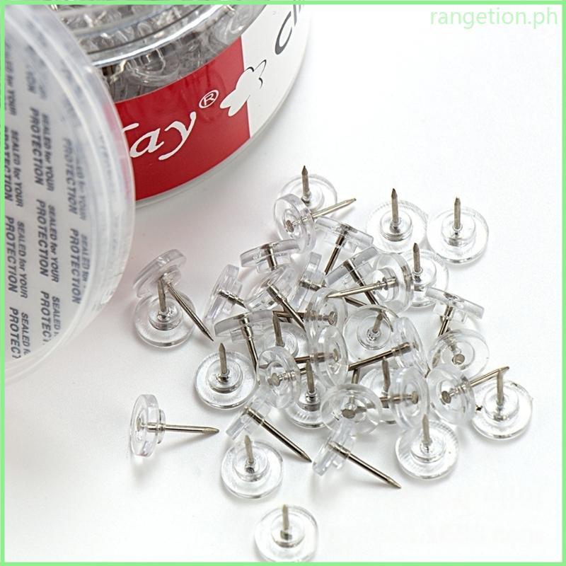 RAN 60Pcs Clear Flat Head Push Pin Round Flat Push Pins for Bulletin ...