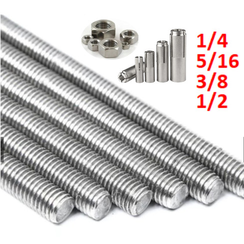 PER 10PCS HEVY DUTY Full Threaded Rod 3/8, 1/2, 1/4, 5/16 Galvanized 1 ...