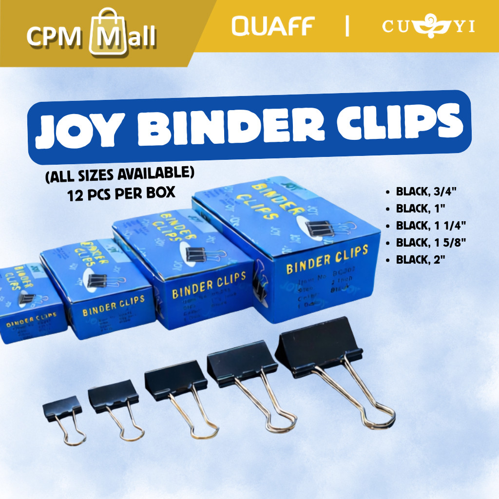 12pcs Binder Clips Joy 3/4
