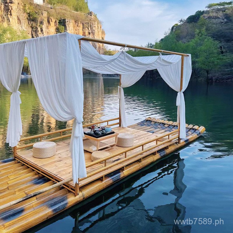 Bamboo Raft Canopy Set for Sightseeing Plastic Bamboo Raft Boat Bamboo ...