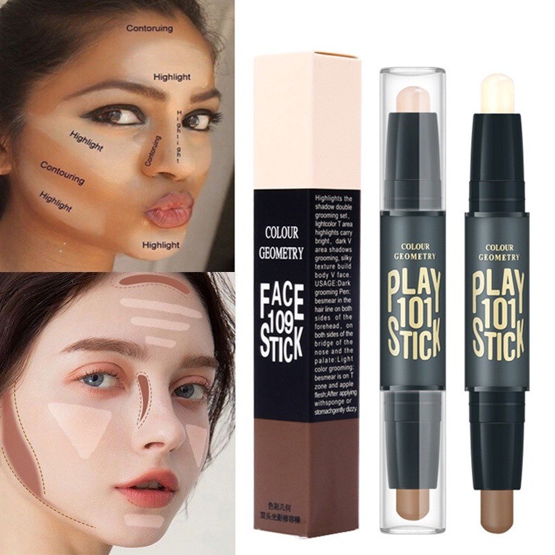 Double Head 3D Concealer Highlight Shadow Face Contouring Stick Nose ...