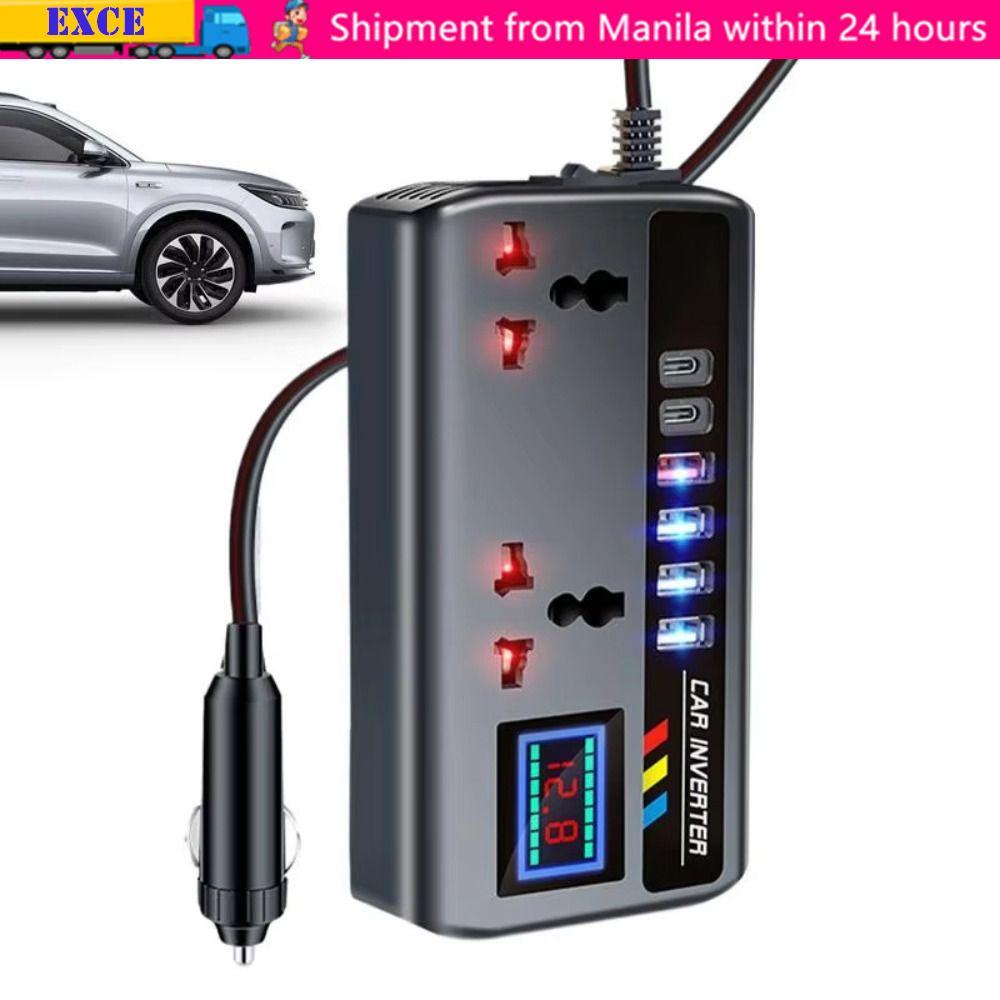 EXCE Car Inverter, Digital Display 12V/24V To 220V Power Converter ...
