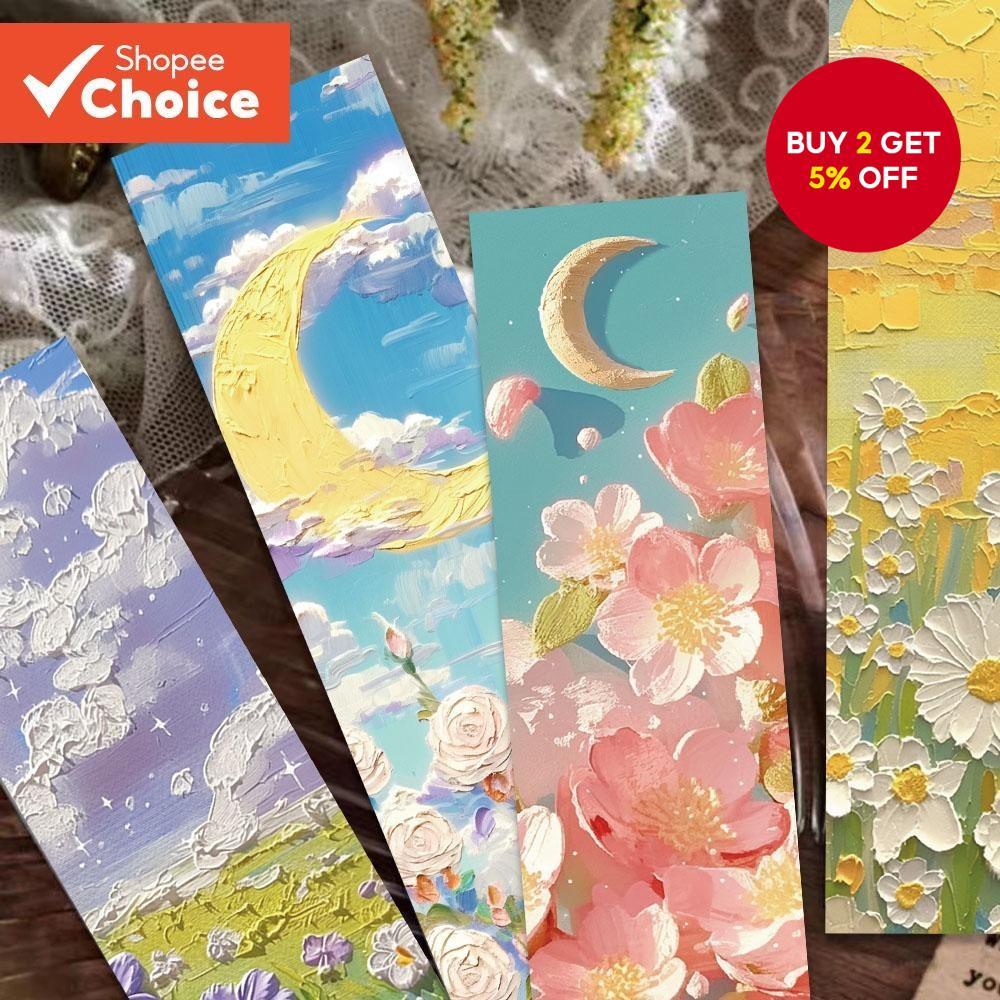 30PCS Beautiful Bookmarks Emboss Oil Painting Style Paper Bookmarks ...