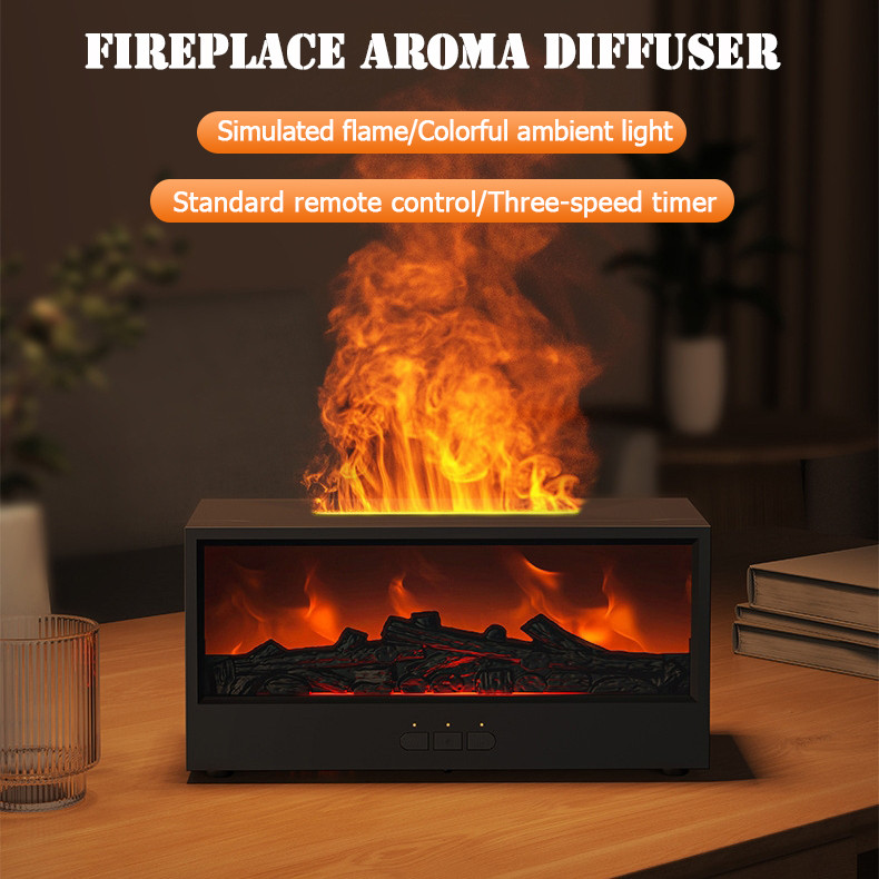Nordic Style Fireplace Humidifier With Colorful Simulated Flame Ambient ...
