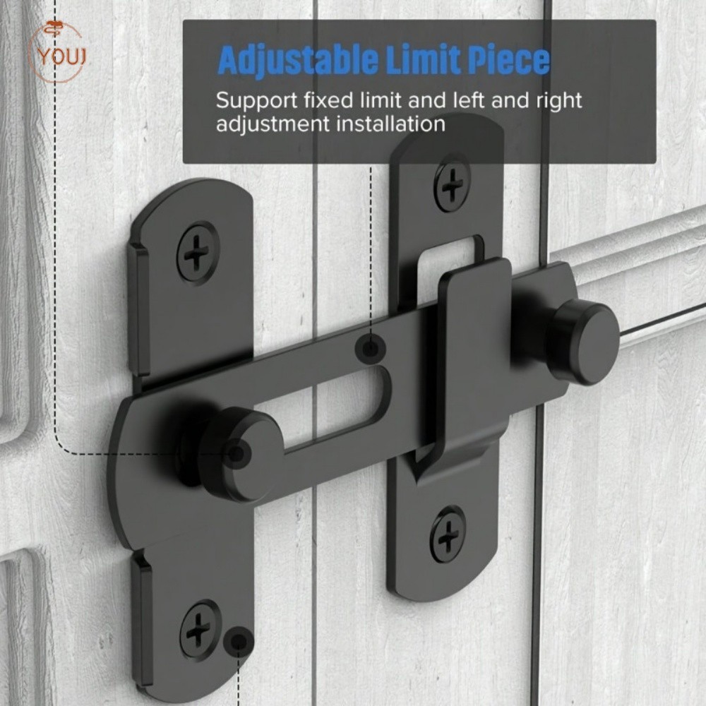 180° Rotatable Stainless Steel Black Latch Bolt Lock Pet Cage Door Barn ...