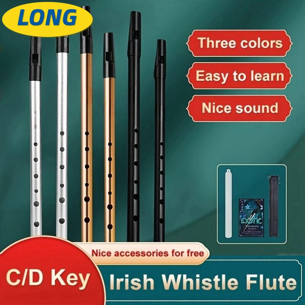 LONNGZHUAN Aluminum Tin Whistle, Easy-to-learn C/D Key Irish Whistle ...