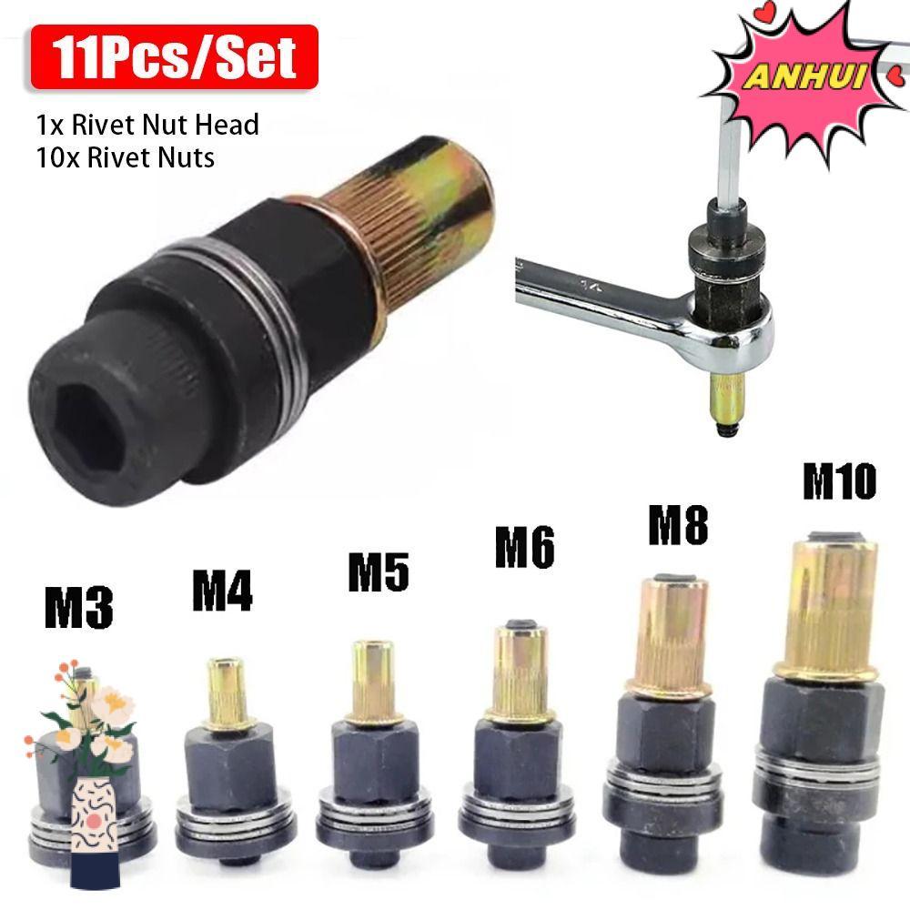 ANHUI 11Pcs/Set Manual Riveter Tool, For Rivet Nut Torch Easy ...