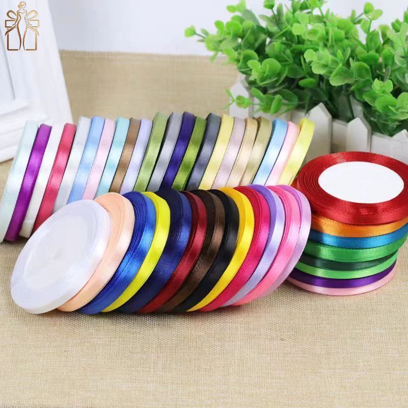 (25 yards/roll) 6mm Silver Edge satin ribbon high quality gift ...