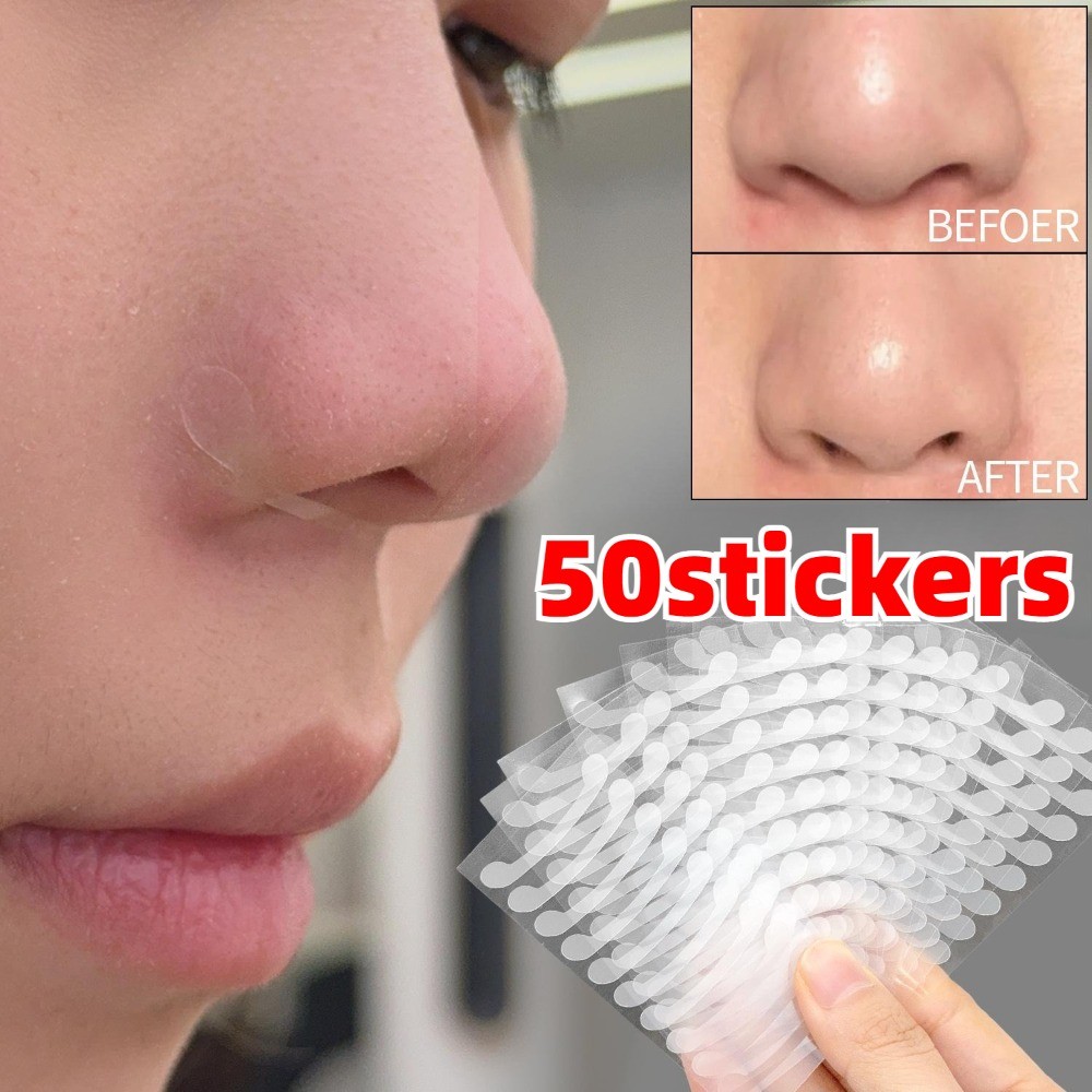 50 Stickers Invisible Transparent Nose Wing Shrink Sticker Nostril ...