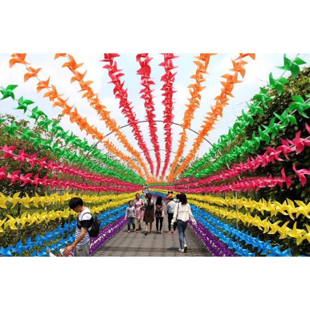 CLEVERHD 10pcs/set Arch Corridor Windmill, with Rope Strings Colorful ...